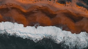 coast, top view, sea, beach, wave, surf - wallpapers, picture