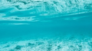 under water, depth, bottom, waves, transparent, blue