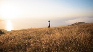 field, loneliness, solitude, grass, big sur - wallpapers, picture