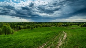 field, grass, sky, summer, clouds - wallpapers, picture
