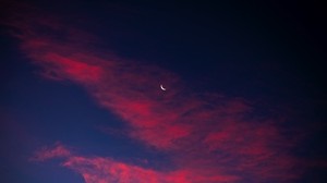crescent, moon, sky, clouds, night