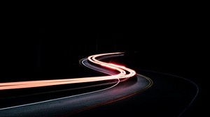 turn, road, night, light - wallpapers, picture