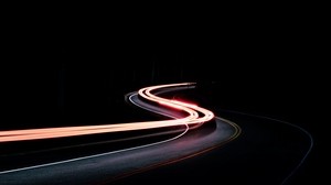 turn, road, night, light