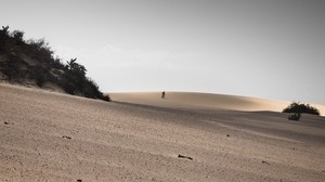 desert, sand, landscape, hilly, silhouettes