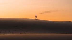 desert, sunset, silhouette, hills, sand - wallpapers, picture