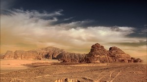 desert, mountains, sand, sky, landscape
