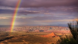 desert, rainbow, after rain - wallpapers, picture