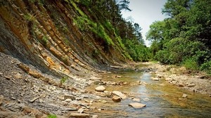 río, montaña, piedras, agudo, cresta