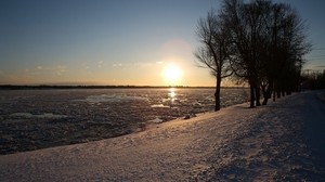 river, ice, sun, spring, melting, shine - wallpapers, picture