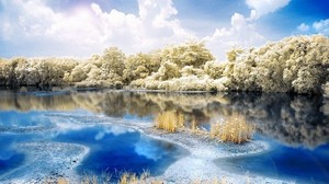 river, forest, landscape, clouds, sky, colors, freshness - wallpapers, picture