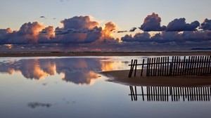 river, clouds, sky