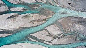 river, top view, branched, relief, deserted