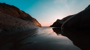 river, water, shore, dusk, stream - wallpapers, picture