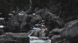 river, waterfall, stones, course - wallpapers, picture