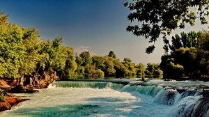 fiume, cascata, foresta, natura