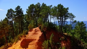 Roussillon, rocks, quarry, trees