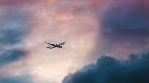 airplane, clouds, flight, sky