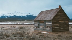 barn, building, mountains - wallpaper, background, image