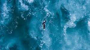 surfing, havet, vågor, toppvy