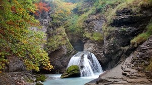 Schweiz, Schattenhalb, Wasserfall, Felsen - wallpapers, picture