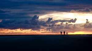 silhouettes, horizon, sunset, clouds, Saint-Jean-Cap-Ferrat, France - wallpapers, picture