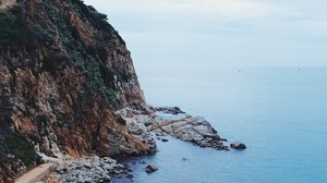 roccia, mare, costa, nebbia