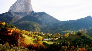 rock, height, block, village, village, mountains, houses