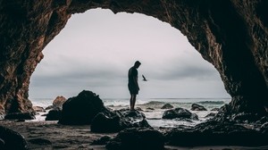 rocks, loneliness, ocean, surf