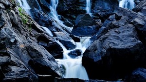 rocks, waterfall, stream
