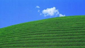 slope, sky, field, cascade - wallpapers, picture