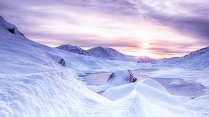 snow, mountains, dawn, scotland - wallpapers, picture