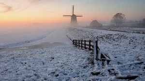snow, mill, winter - wallpapers, picture