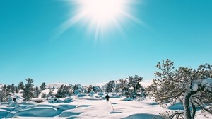 雪，太阳，风景，冬天