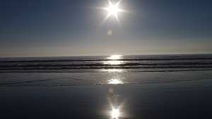 the sun, sea, waves, the ocean, light, glare, reflection