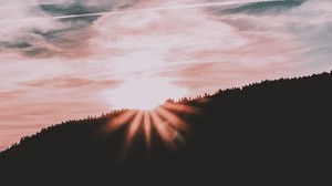 sunlight, slope, rays, sky - wallpapers, picture