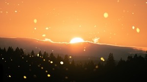 sun, lens flare, sunlight, sunset, landscape