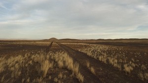 steppe, hills, grass, fence