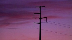 pole, wires, sunset, sky