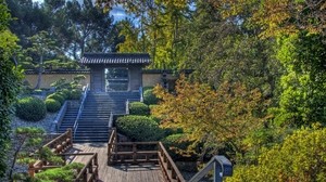 steps, arch, trees, china