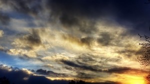 sombras, cielo, nubes, tarde, ocaso, crepúsculo