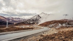 track, road, turn, mountains - wallpapers, picture