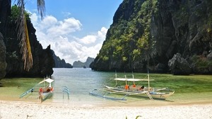 tropics, beach, boats