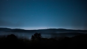 傍晚，地平线，天空，雾
