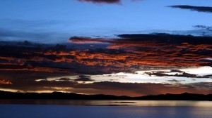 evening, sky, shades, shadows, layers, surface, sea