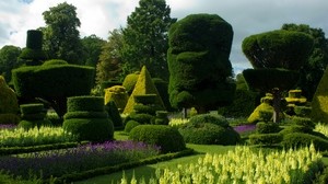 united kingdom, bodnant gardens wales, lawns, flower beds, bushes - wallpapers, picture