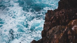 water, waves, rock, stone, sea, shore - wallpapers, picture