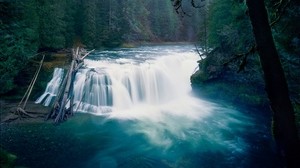 cascada, árboles, naturaleza, río