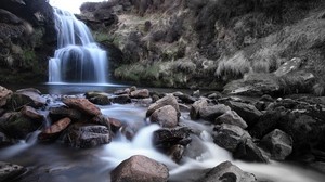 waterfall, stones, river - wallpapers, picture