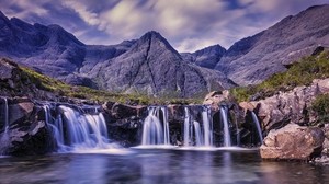 waterfall, stones, skye, united kingdom - wallpapers, picture