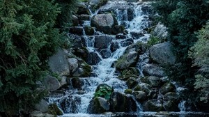 瀑布，石头，水，河，自然